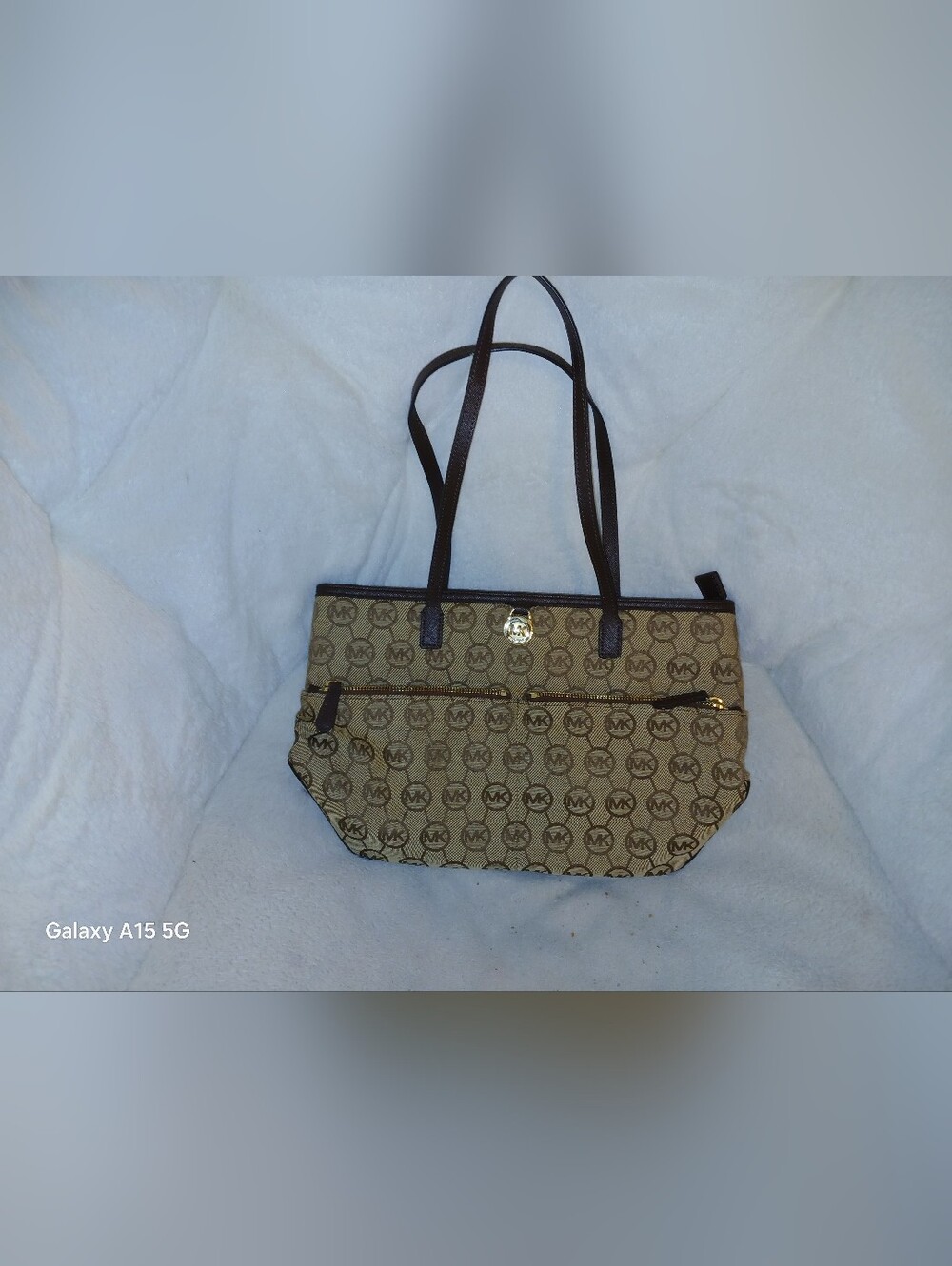Michael Kors Brown Logo Canvas Tote Bag